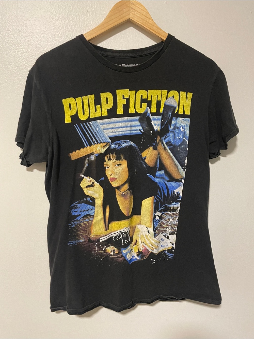 Pulp Fiction Black Graphic Tee Shirt Cult Classic Movie Top Retro 90s Style